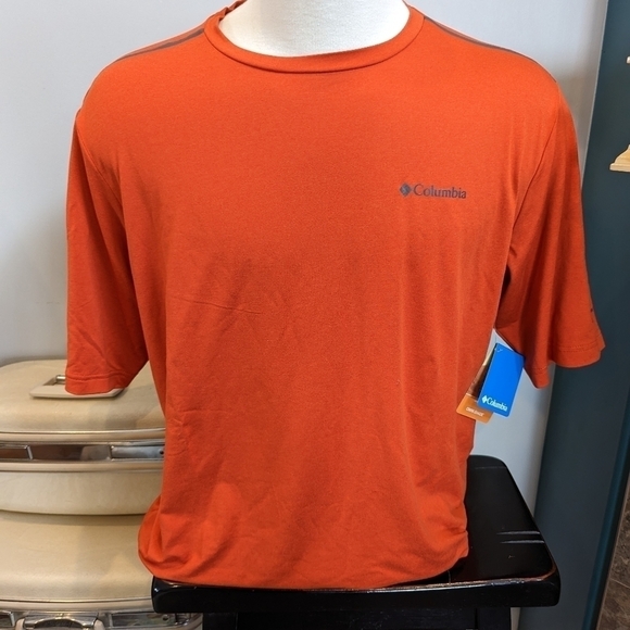 Columbia  Crew Neck Shirt - Men's Tech Trail Orange Tee, Size Large Tall - Picture 2 of 10